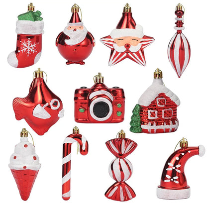 Christmas Tree Hanging Ornament – Red & White Candy Cane Pendant for Xmas, Home Decor & New Year 2024