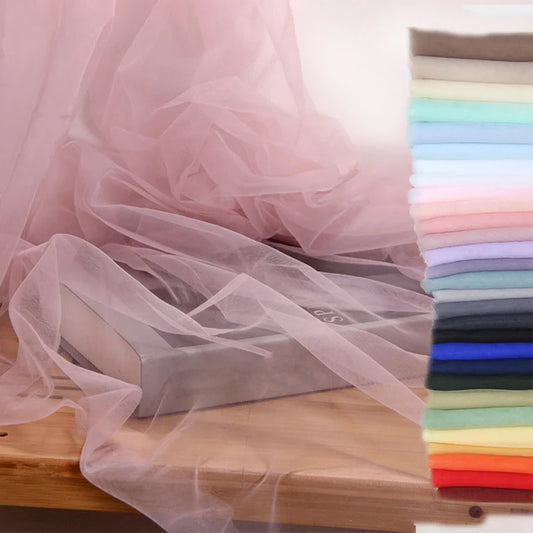 Light Gauze Mesh Fabric – Soft Pure Color Lace Yarn for DIY Wedding Dress, Veil & Fairy Tulle Decoration P15N