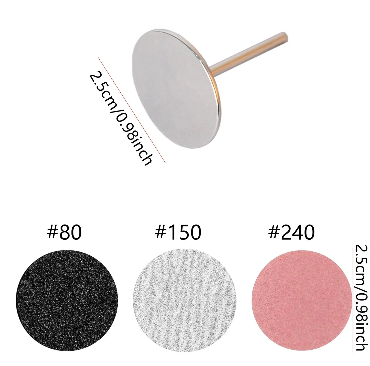 60-Piece Replaceable Sanding Paper Set – 25mm Pink Pedicure Nail Bit with Metal Disk for Foot Care