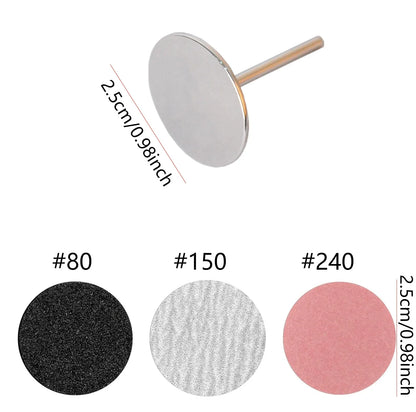 60-Piece Replaceable Sanding Paper Set – 25mm Pink Pedicure Nail Bit with Metal Disk for Foot Care