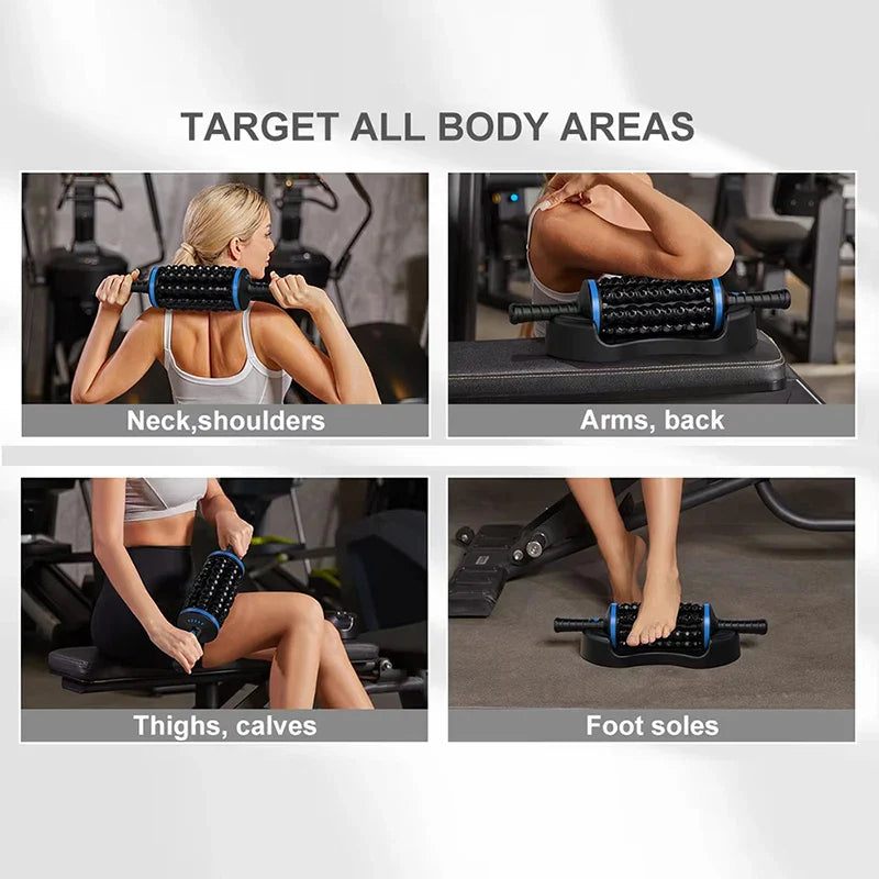 Cordless 360° Roller Body Massager — Rechargeable Percussive Vibrator for Muscle Relaxation, Back, Foot & Leg Therapy