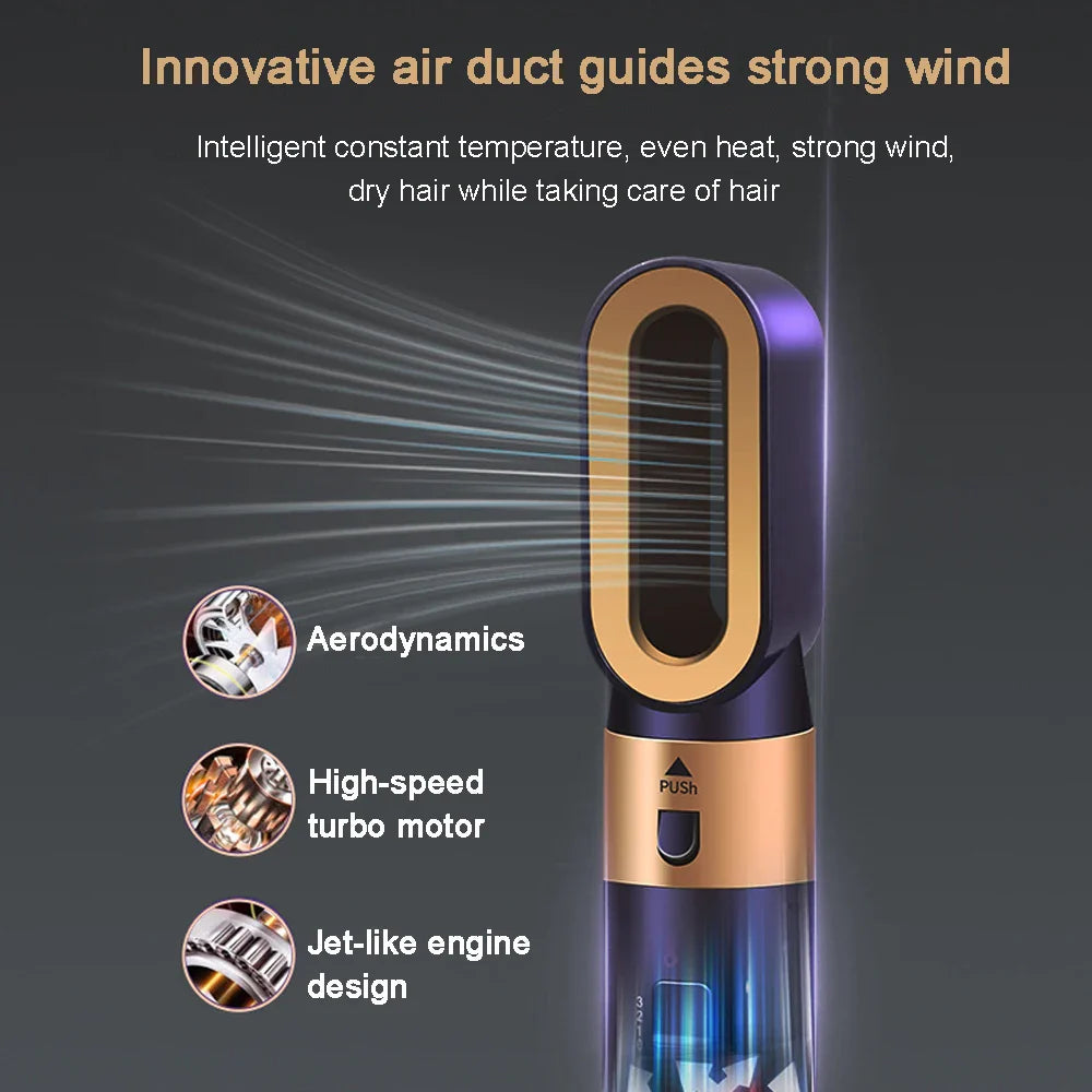 6-in-1 Hair Dryer Brush – Detachable Airflow Comb Curler with Heat Control for Straightening & Smooth Hair Styling
