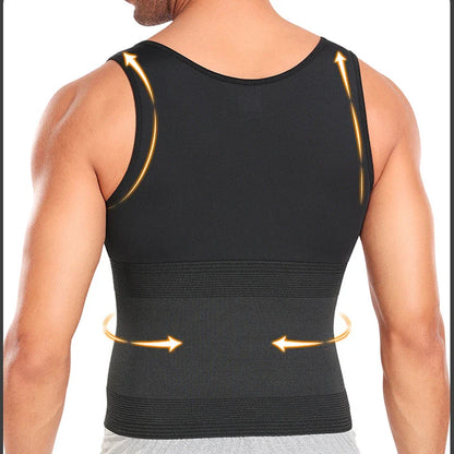 Men’s Slimming Body Shaper Vest – Waist Trainer Compression Shirt, Tummy Control Corset Shapewear & Abdomen Slimming Underwear