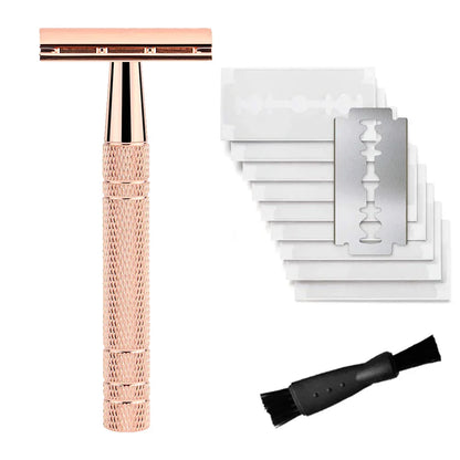 Double Edge Safety Razor for Men – Reusable Single Blade Razor with 10 Safety Razor Blades, Travel Essential Shaver