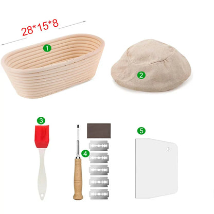 Oval Rattan Bread Proofing Basket — Wicker Dough Fermentation Sourdough Banneton Bread Basket