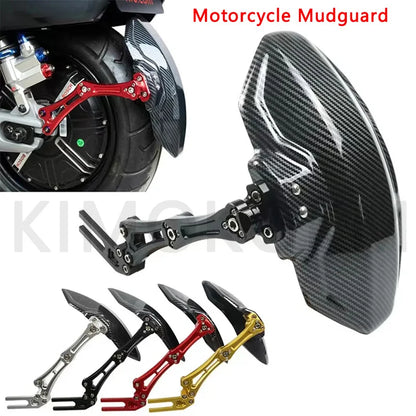 Adjustable Motorcycle & Bike Rear Wheel Fender Mudguard, Imitation Carbon Fiber Aluminum Alloy, Universal Extender Accessory