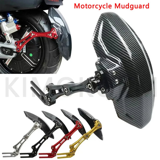 Adjustable Motorcycle & Bike Rear Wheel Fender Mudguard, Imitation Carbon Fiber Aluminum Alloy, Universal Extender Accessory