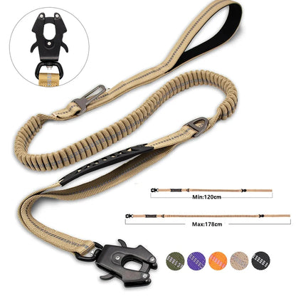 Reflective Shock Absorbing Bungee Dog Leash with Car Seatbelt – Heavy Duty No-Pull Leash for Large Dogs