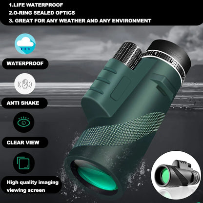 80x100 Portable HD Zoom Telescope | Folding Long-Distance Mini Telescope for Hunting, Camping & Travel