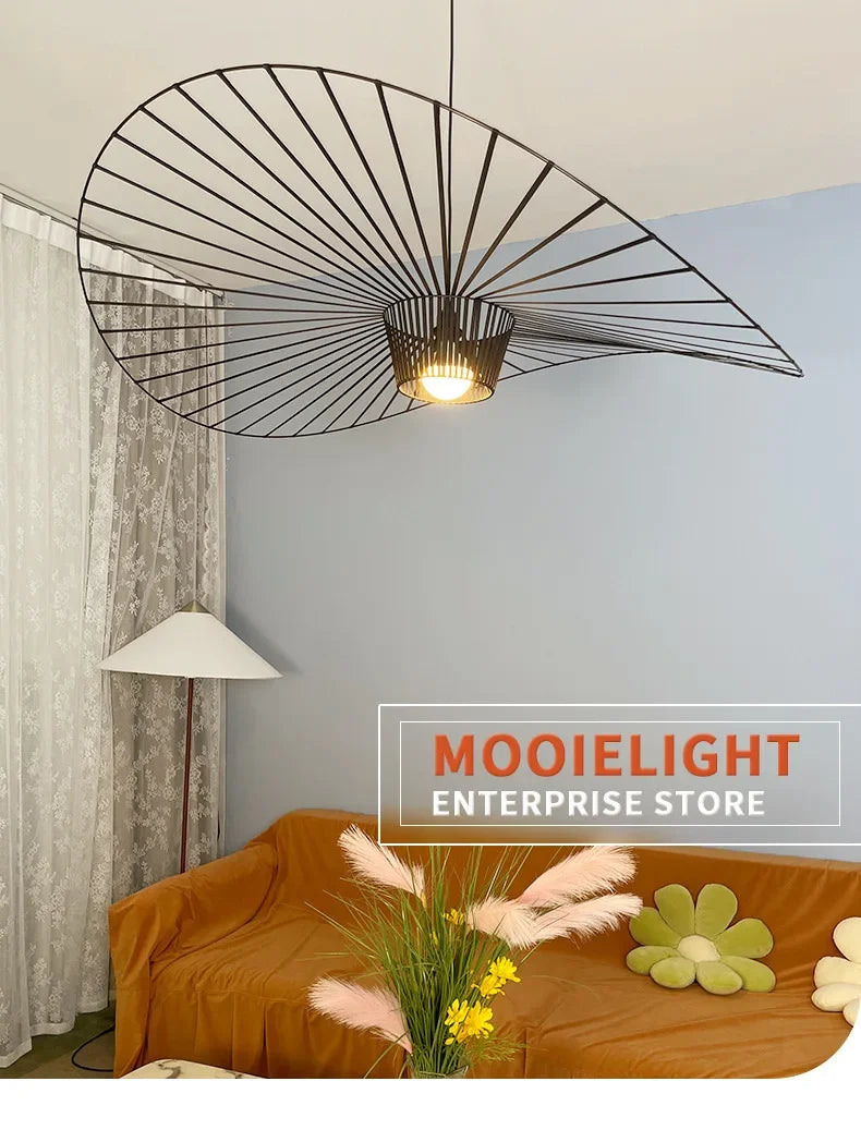 Italian Cross-Border Nordic Straw Hat Fabric Lamp — Modern Designer Art Lamp for Restaurant & Living Bedroom