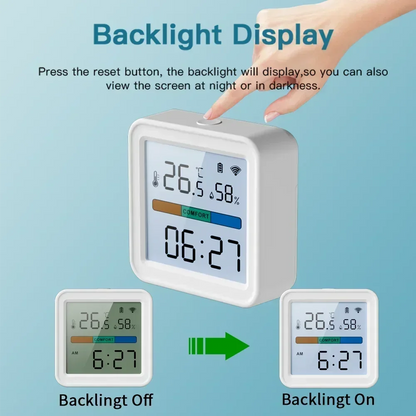 Tuya WiFi Temperature & Humidity Sensor — Smart Life Backlight Hygrometer Thermometer, Compatible with Alexa & Google Home