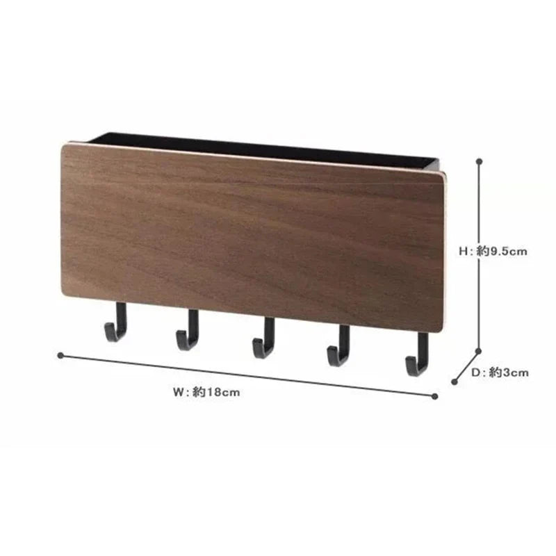 Wall Hanging Bamboo Key Hanger Holder – Rectangle Organizer with Hooks for Keys and Coats – Home Decoration