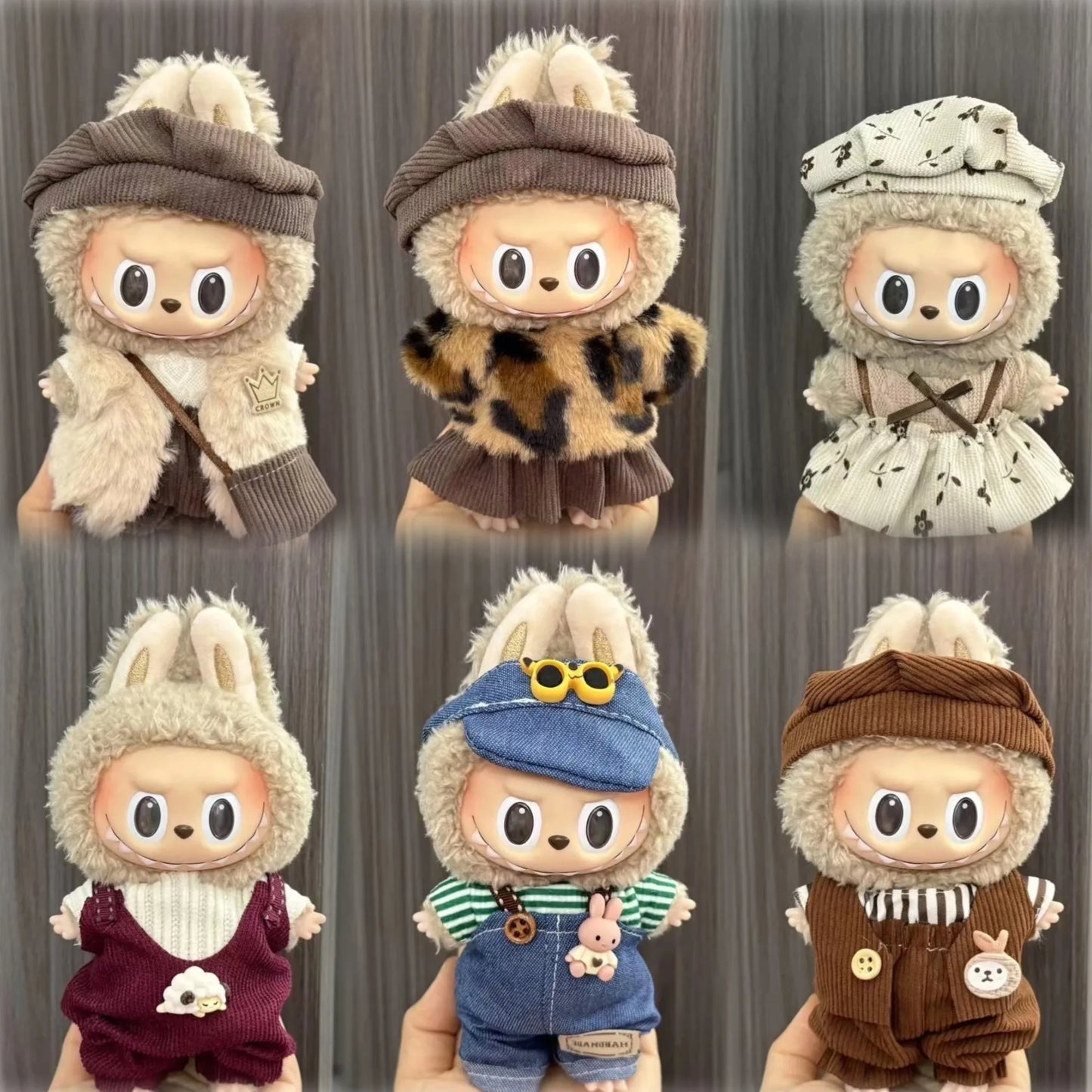Labubu Sitting Party Series - Classic Grid Dress with Small Fragrance, v1 & v2 Doll Clothes, Kid Gift