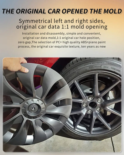 4PCS Hub Cap Wheel Covers – Performance Replacement Full Rim Accessories for Tesla Model 3 18-Inch (2018-2023)