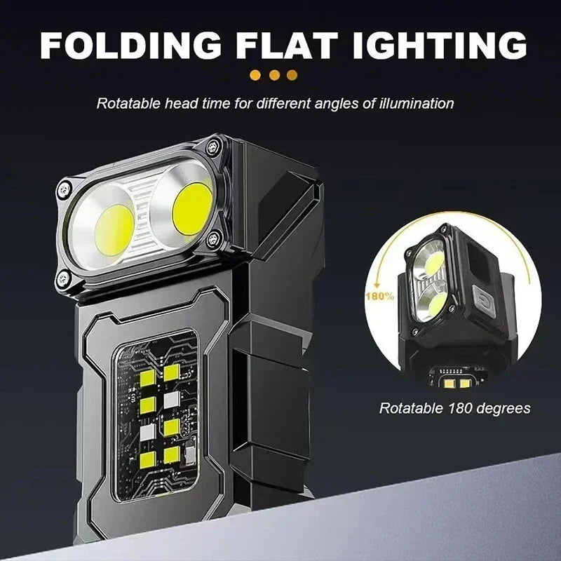 2/1pcs Portable Mini USB Rechargeable Flashlight — Super Bright LED Tail Magnet Torch with COB Emergency Light for Camping & Hiking