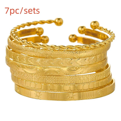 12Pcs Punk Curb Cuban Chain Bracelet Set for Women – Gold Miami Boho Thick Charm Bangles Fashion Jewelry