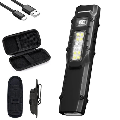 Tactical Triple-Light LED Flashlight – Ultra-Thin Aluminum Alloy EDC Rechargeable COB Work Light