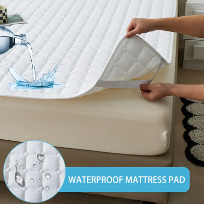 Waterproof Quilted Mattress Protector — Thickened, Breathable Topper for Single & Double Beds