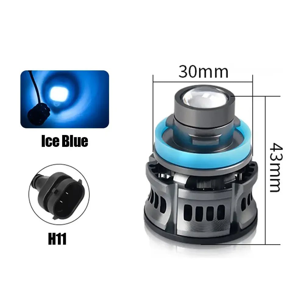 Laser Lens Car Headlight & Fog Light Bulb – H7/H8/H9/H11/9006 HB4 LED, White/Yellow/Ice Blue