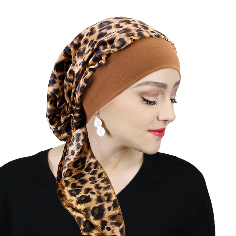 Women’s Printed Pre-Tie Headscarf – Elastic Turban & Chemo Hair Loss Head Wrap Bandana