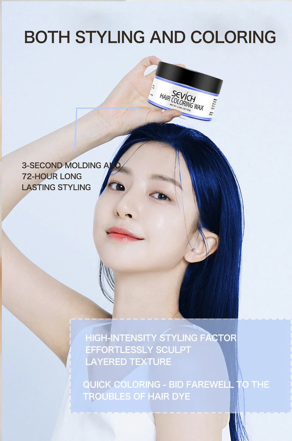 Temporary Hair Color Wax Kit – Washable Instant Hair Dye Cream for Men, Women & Kids, Party Cosplay, Blue, Purple, Red, Green