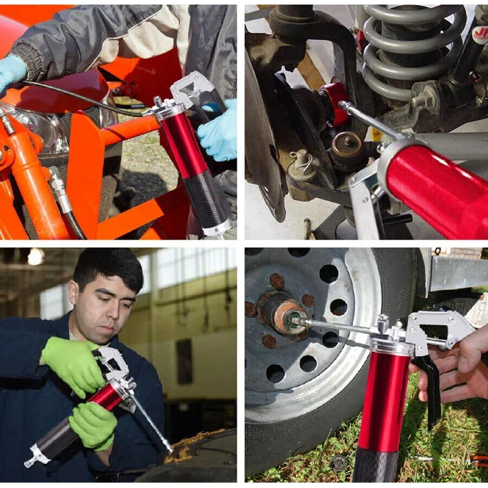 Manual Grip Grease Gun – 400CC Aluminum Alloy Mini Grease Injector, 6000-7000PSI with Flexible Hose