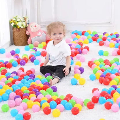 Colorful Baby Plastic Balls — Water Pool & Ocean Wave Balls with Basketball Hoop for Kids, Outdoor Tent Playhouse Toys