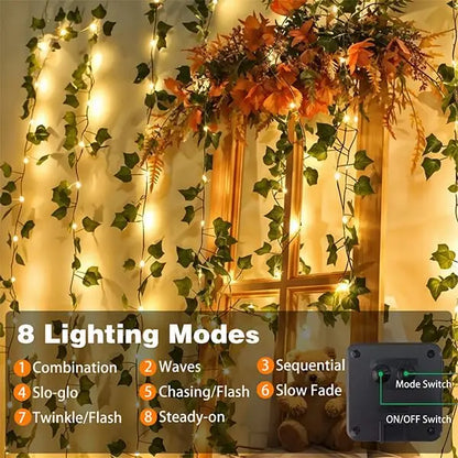 LED Solar Fairy Lights - IP65 Waterproof Outdoor String Lights with 8 Lighting Modes for Christmas & Wedding Decor