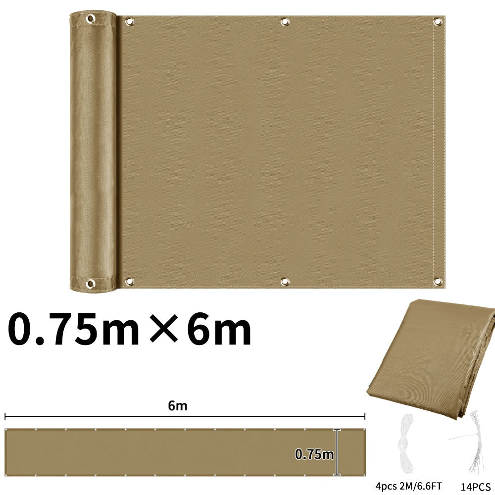 Balcony Privacy Screen Fence Cover with Grommets – Waterproof UV Protection Sunshade Cloth for Patio, Garden & Outdoor Shelter