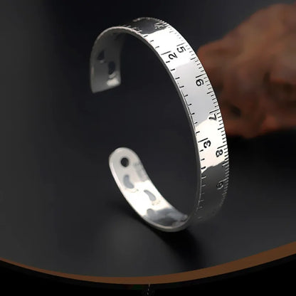 925 Sterling Silver Ruler Bracelet — Creative Footprint Roman Numeral Bangle TYB120