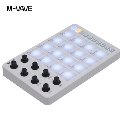 M-Vave SMC-PAD LaunchPad – Portable Wireless MIDI Controller, Rechargeable Battery, 16 RGB Pads