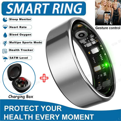 2026 Smart Ring Health Tracker – Heart Rate, Blood Pressure, Sleep & Motion Monitoring IP68 Waterproof Fitness Ring for Men & Women, Holiday Gift Wearable