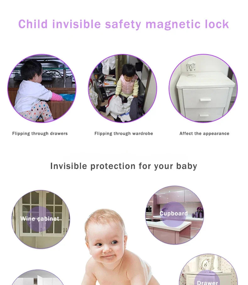 Children’s Magnetic Safety Lock — Baby Protection Drawer & Cabinet Door Lock Limiter for Child Security