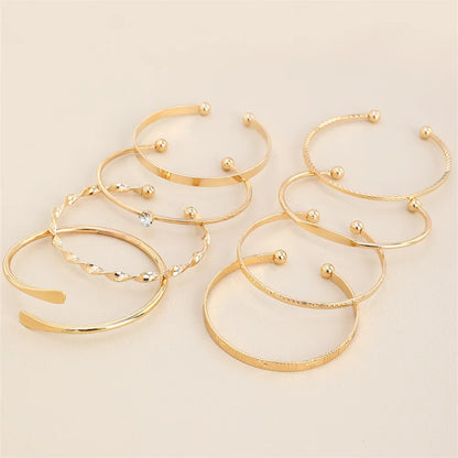 8Pcs Fashion Twist Texture Crystal Geometric Bangle Bracelet Set for Women – Statement Jewelry Accessories