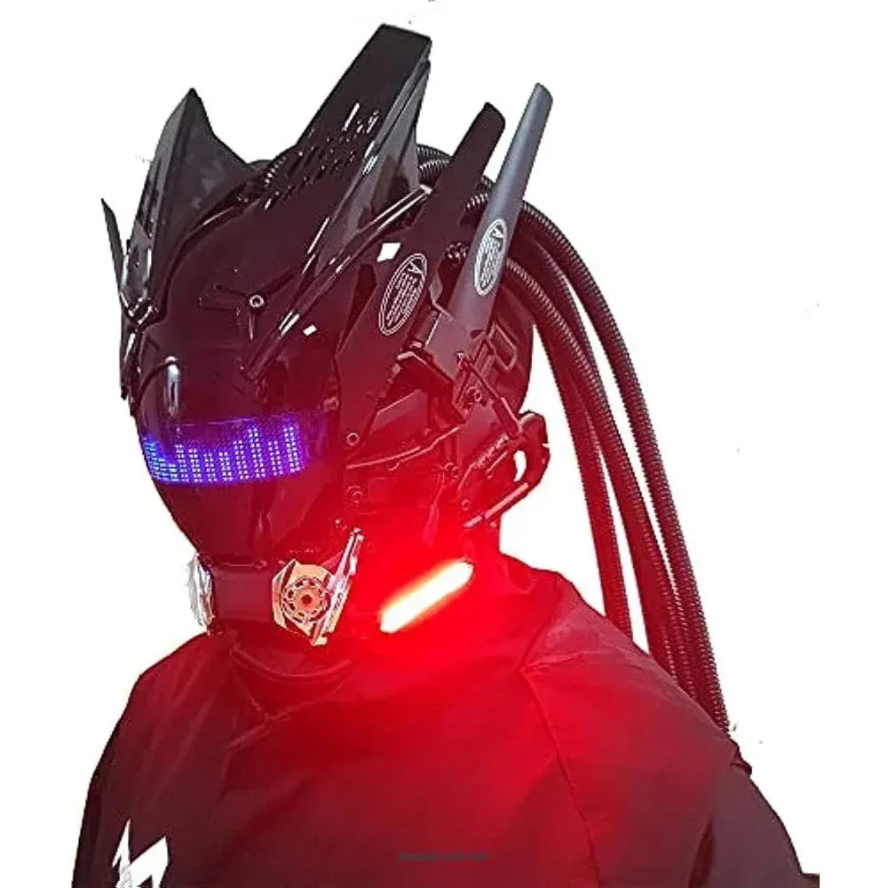JAUPTO Punk Mask Cosplay for Men – Bluetooth APP Techwear Mask with LED Lamp, Futuristic Halloween Costume Accessory