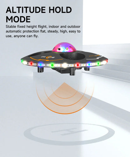 RC UFO Drone for Kids – 4-Axis Flying Saucer with Lights, 3 Batteries, Induction Control & Anti-Fall Foam Design