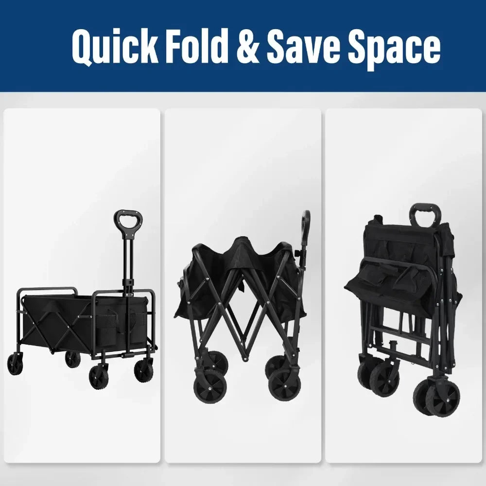 Outdoor Camping Handcart – Foldable Wheels for Easy One-Hand Operation, Portable Cargo Transport for Hiking & Adventures