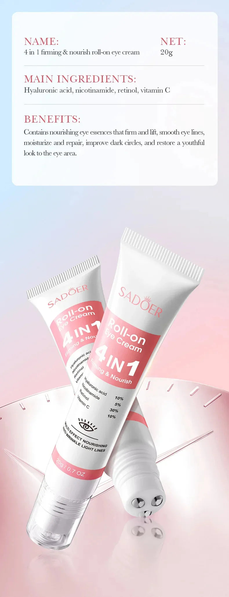 Instant Eye Bag Removal Cream – Collagen, Anti-Wrinkle, Dark Circle & Puffiness Treatment for Firming and Brightening