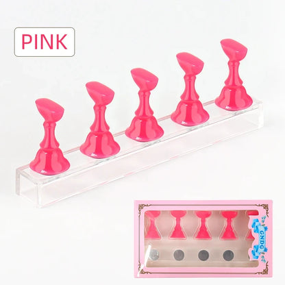 5PCS Magnetic Nail Tip Holders - Crystal Base False Nail Practice & Nail Art Display Stand