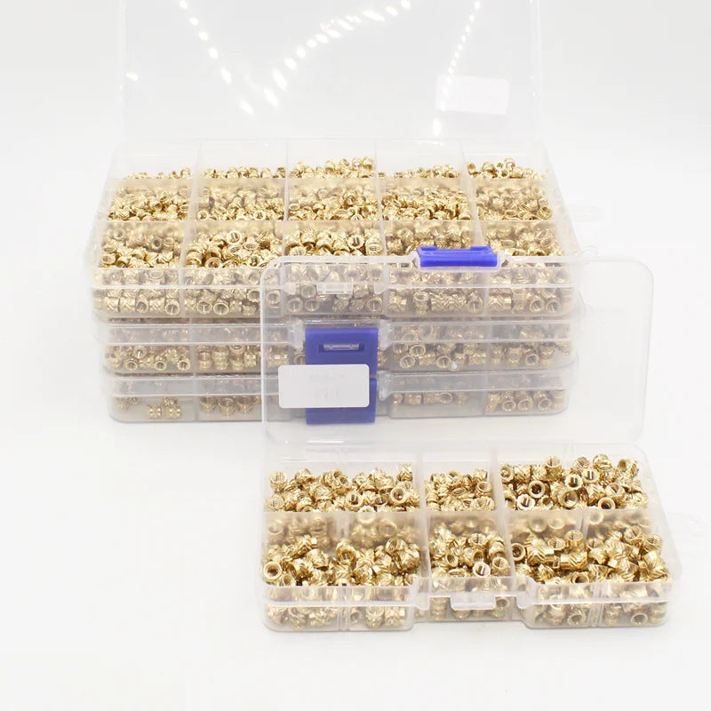 Brass Threaded Insert Nut Kit M2–M8 – Heat Set Knurled Copper Nuts for 3D Printing & Plastic Injection