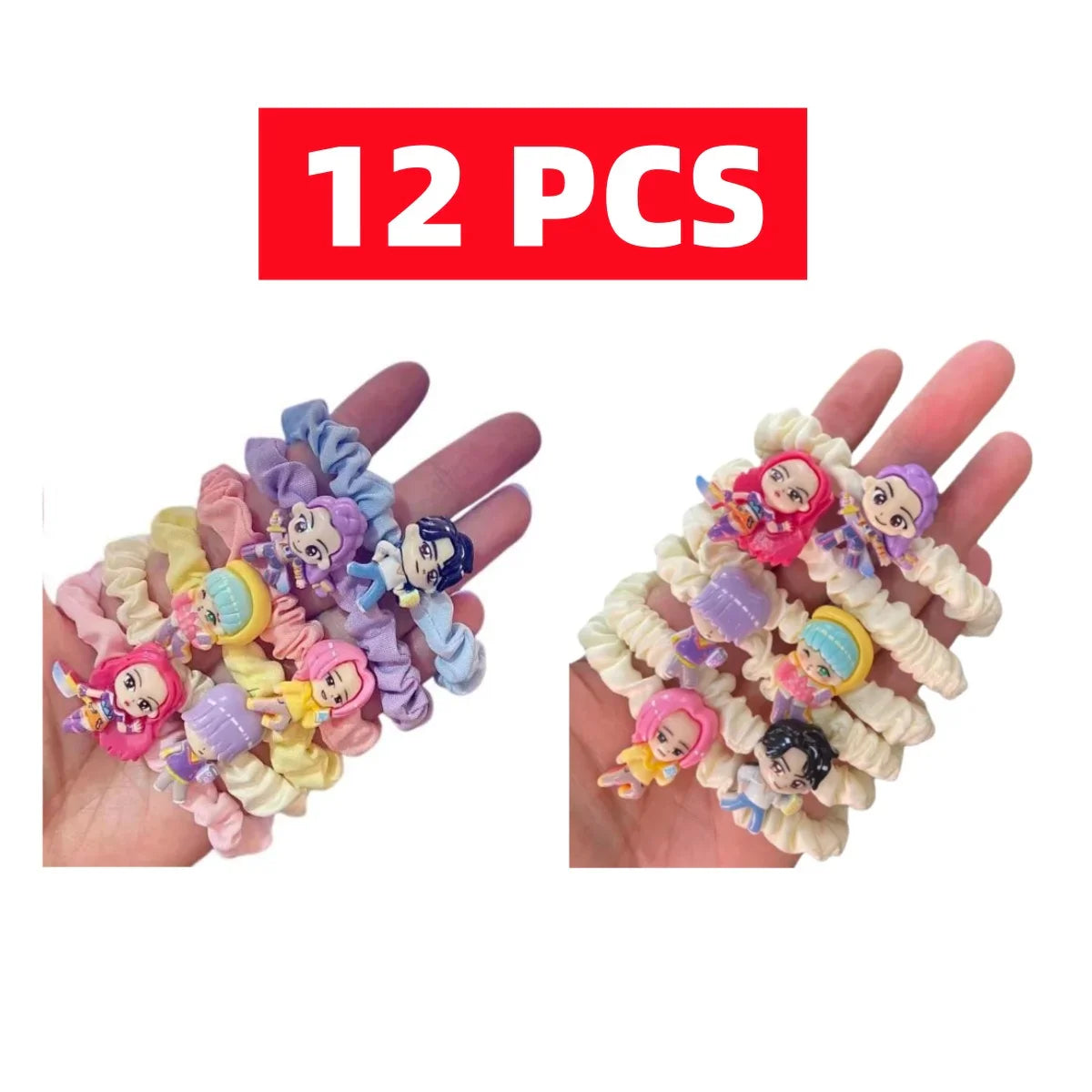 6PCS Demon Hunter Cartoon Hair Ties — Cute Anime Kawaii Elastic Hair Ropes Set for Women & Girls Ponytail Holders