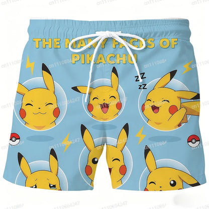 Psyduck Pokémon Beach Shorts - Quick-Dry Cartoon Swim Trunks for Men & Women