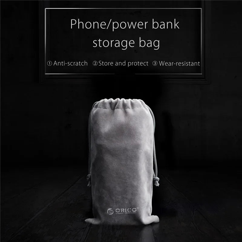 ORICO Soft Storage Bag for Power Bank, USB Charger, External Battery, Mobile Phone, HDD – Gray Travel Pouch Case