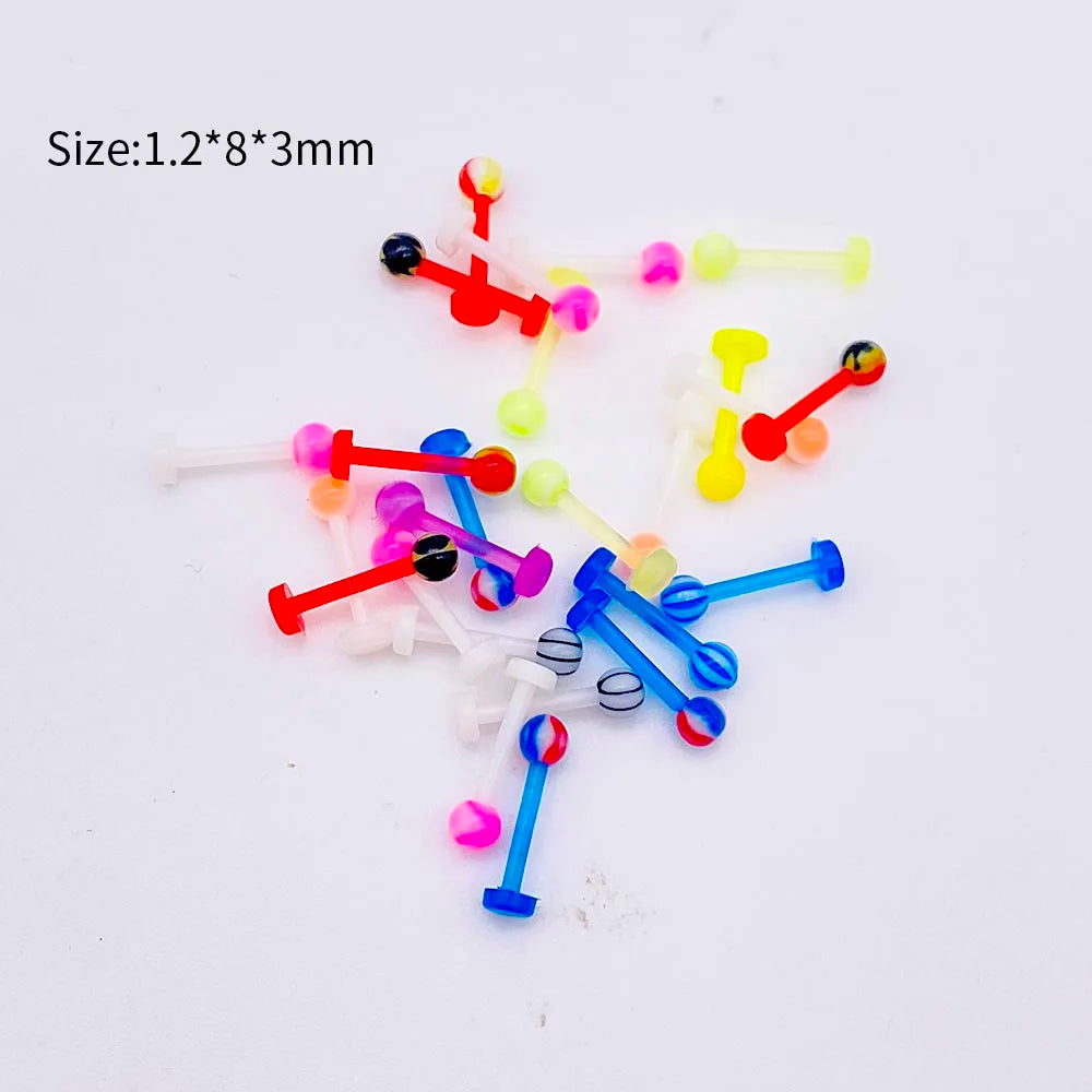 10/60PCS Clear Acrylic Body Jewelry – Transparent Lip, Ear, Nose, Tongue, Eyebrow & Belly Rings