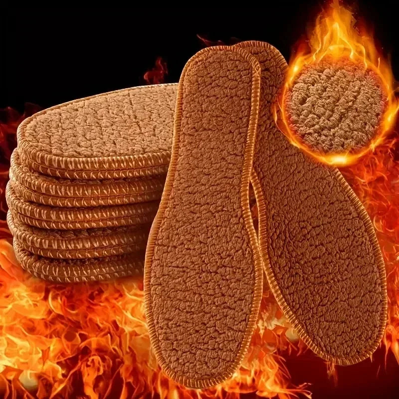 Winter Alpaca Wool Insoles - Soft Plush Thermal Shoe Insoles for Women and Men, Breathable Heat Pads for Snow Boots