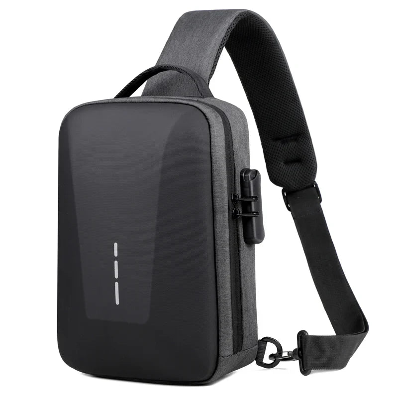 Anti-Theft Combination Lock Chest Bag with USB Charging Port – Men's Fashion Crossbody Travel Shoulder Bag