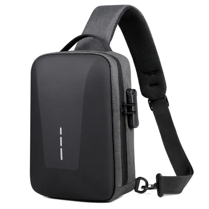 Anti-Theft Combination Lock Chest Bag with USB Charging Port – Men's Fashion Crossbody Travel Shoulder Bag