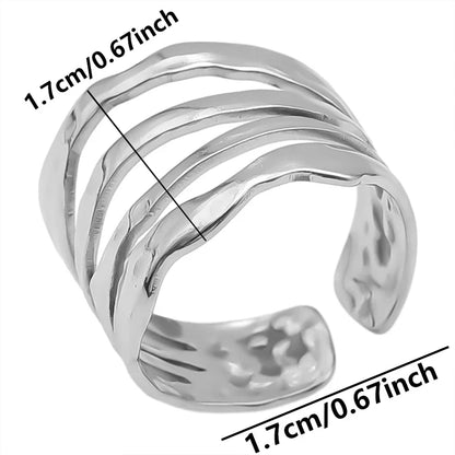 Stainless Steel Chunky Open Ring — Textured Vintage Lava Design for Men & Women