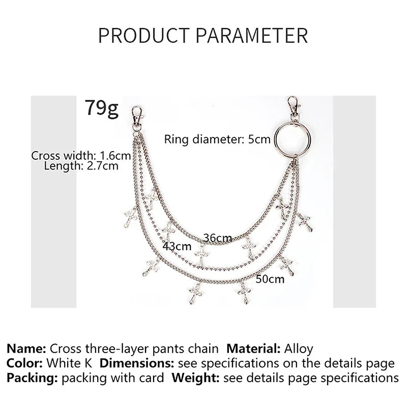 Punk Rock Metal Waist Chain Keychain – Unisex Hip-Hop Jewelry for Jeans, Wallets & Accessories