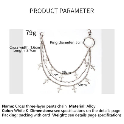 Punk Rock Metal Waist Chain Keychain – Unisex Hip-Hop Jewelry for Jeans, Wallets & Accessories